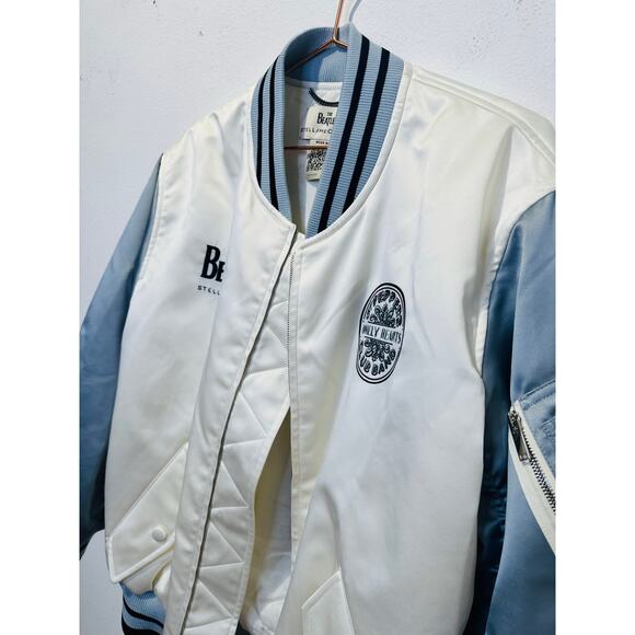 STELLA MCCARTNEY White The Beatles Get Back Embroidered Satin Bomber Jacket XS - Picture 9 of 16